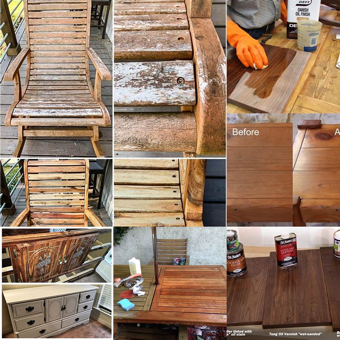 Picture of Teak Furniture Before and After Staining