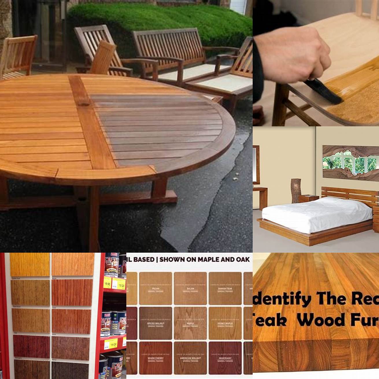 Picture of Teak Furniture with Different Colors of Stain Applied in Different Settings