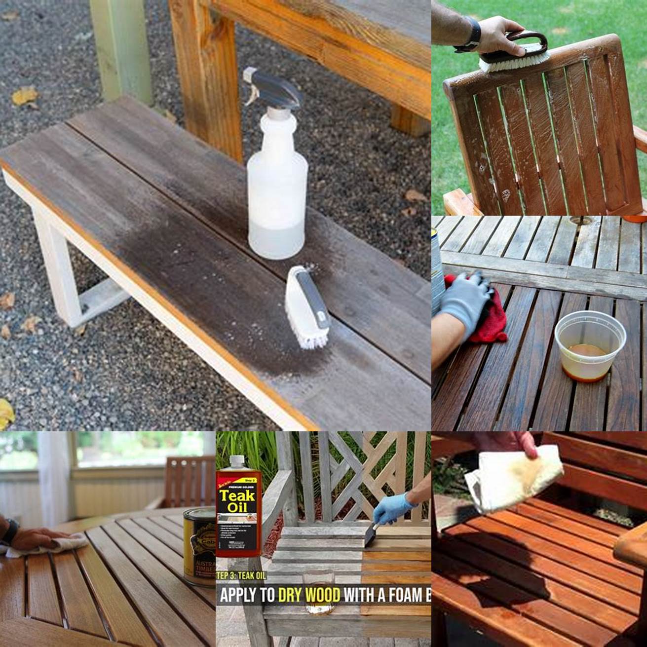 Picture of a person cleaning up a teak oil stain