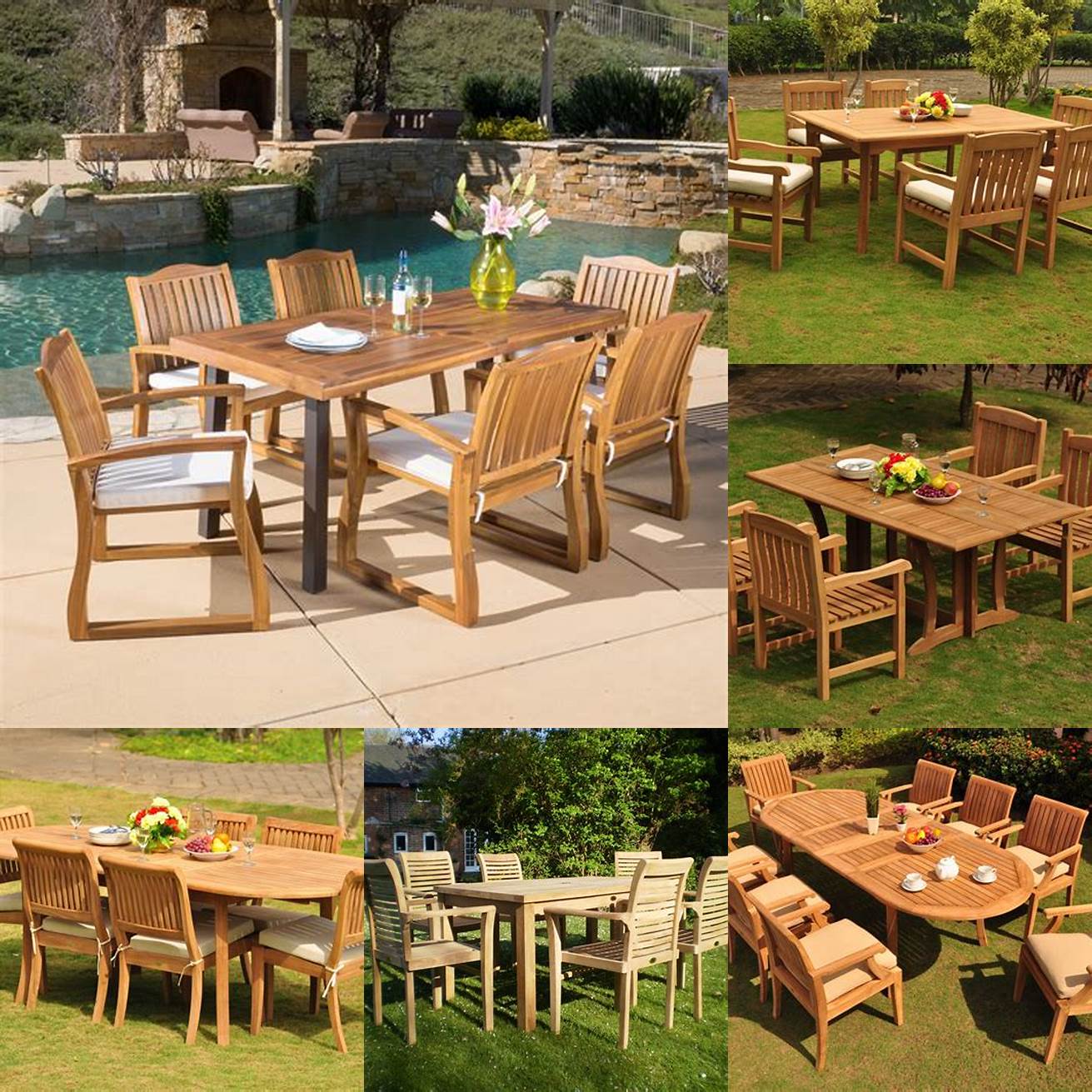 Picture of a person comparing prices of teak garden furniture sets