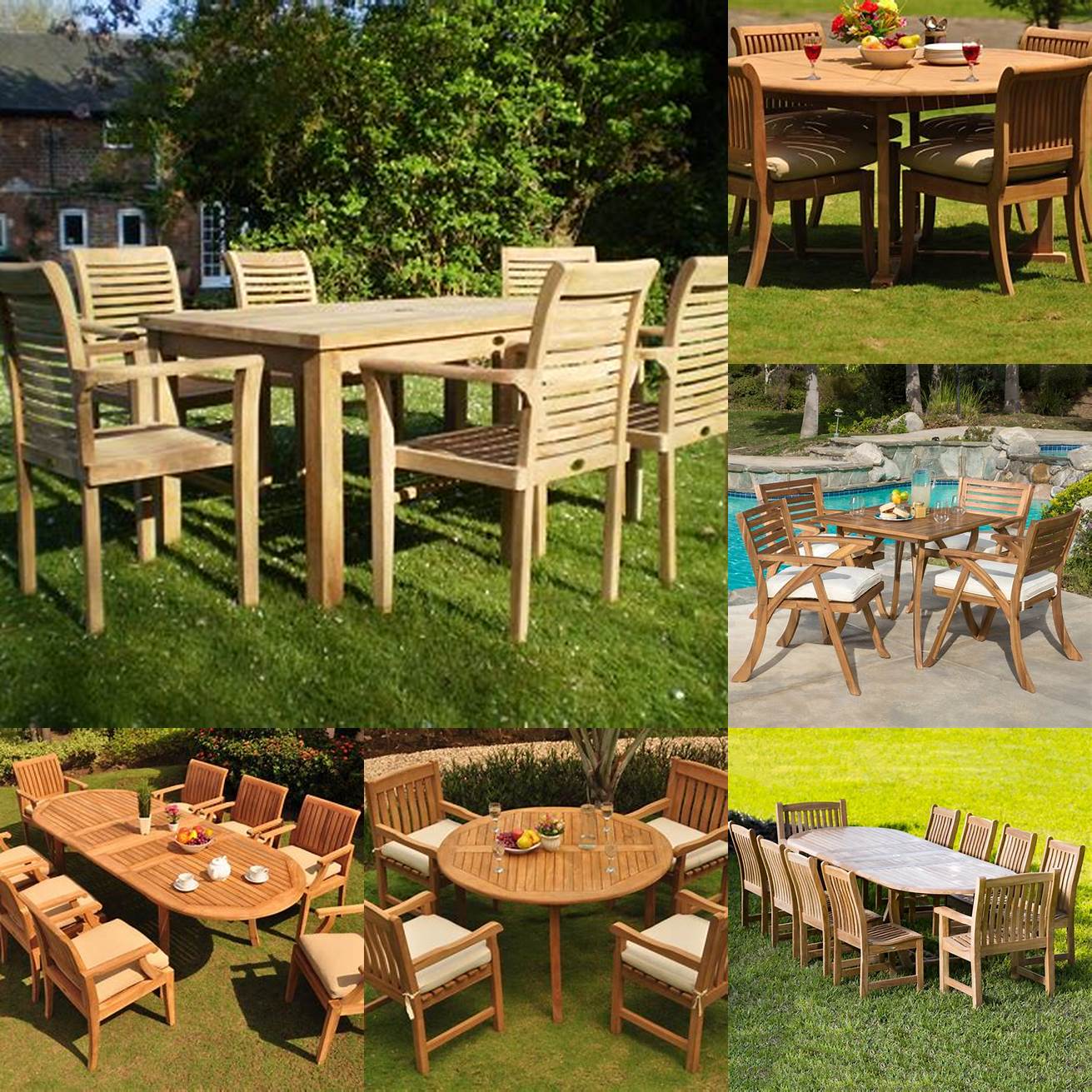 Picture of a teak garden furniture set in an outdoor space