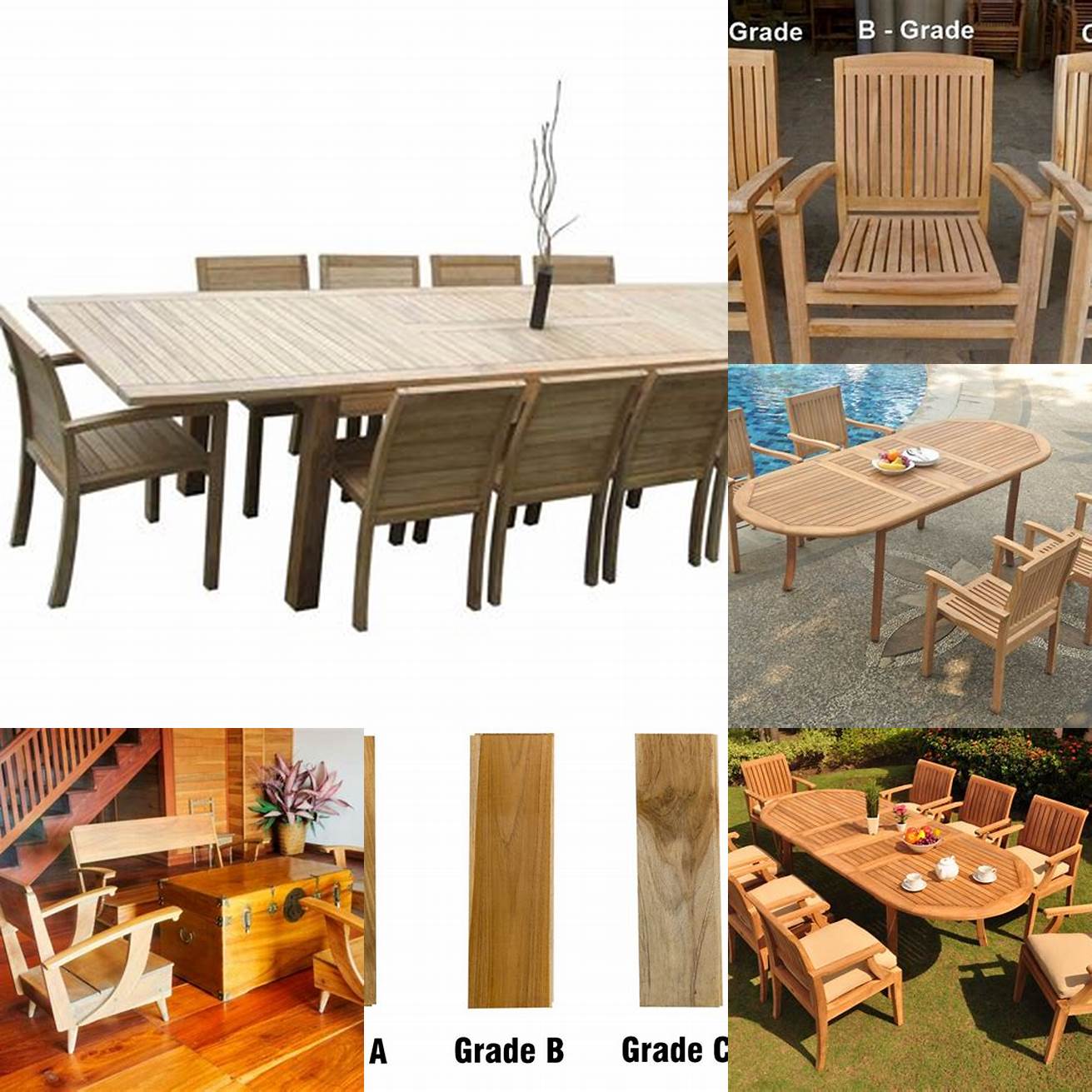 Pictures of Different Grades of Teak