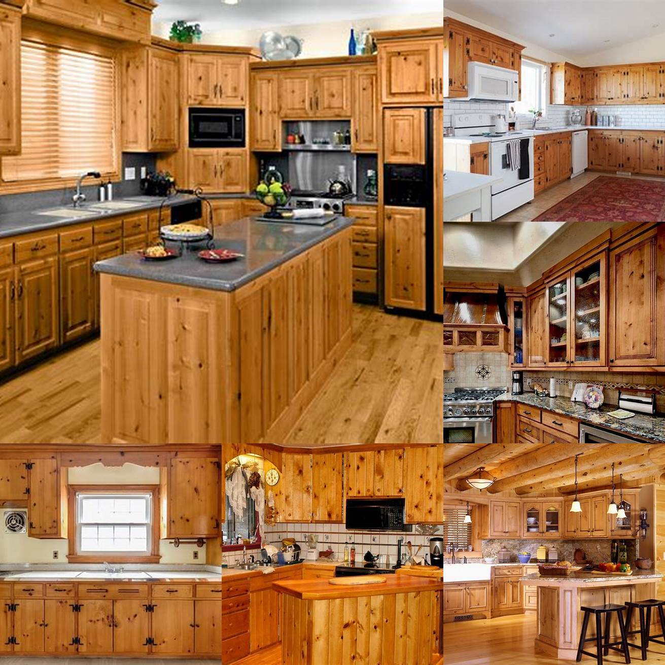 Pine cabinets can help make a small kitchen feel more open and inviting