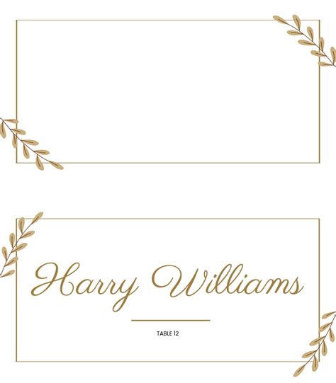 Place Card Template Free