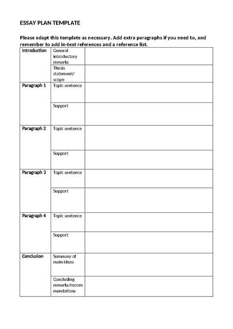 Plan Essay Template