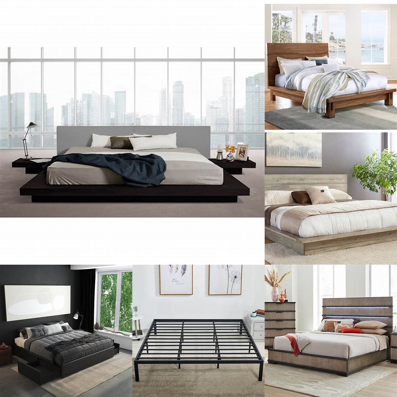 Platform Eastern King Bed - a bed with a low profile frame and no box spring