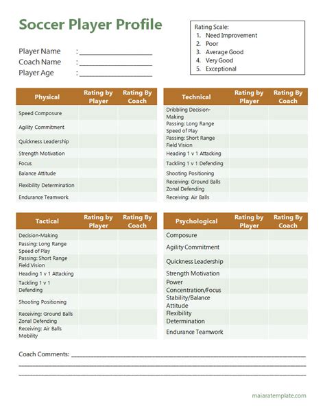 Player Profile Soccer Template
