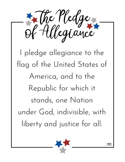 Pledge Of Allegiance Original Text Printable