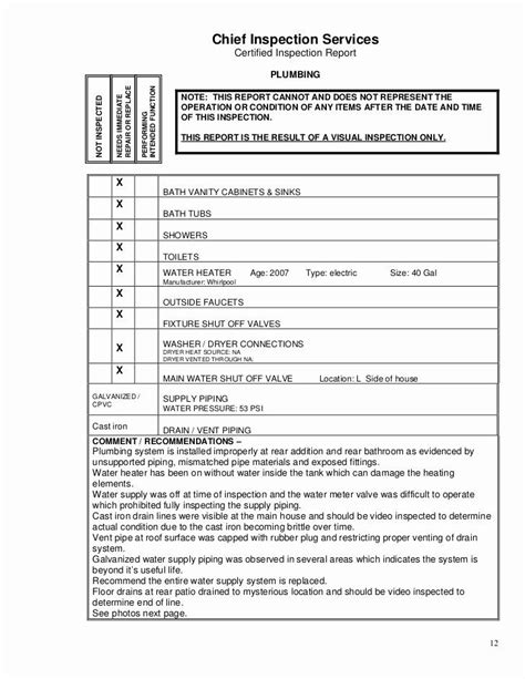 Plumbers Report Template