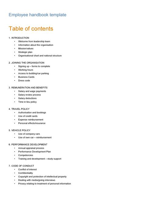 Plumbing Employee Handbook Template