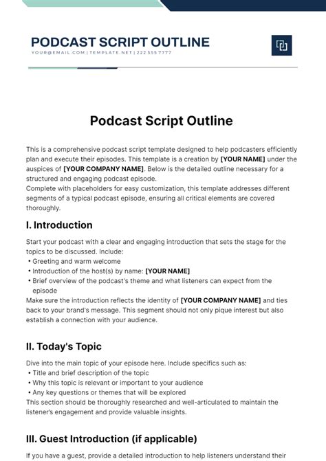 Podcast Outline Template