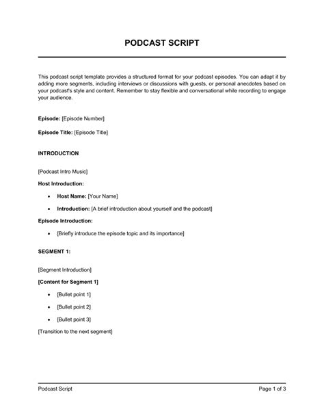Podcast Template Script