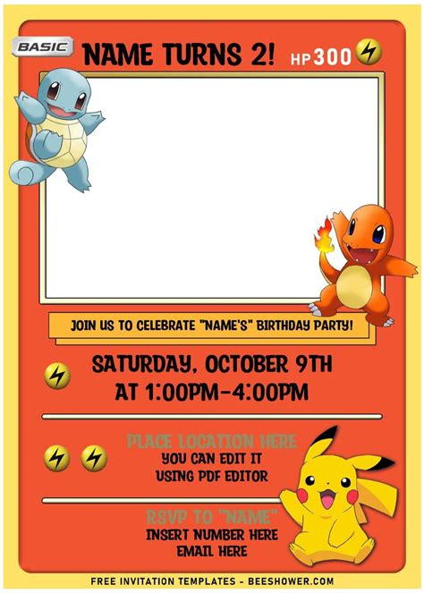 Pokemon Birthday Invitation Template