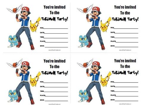 Pokemon Birthday Invites Printable
