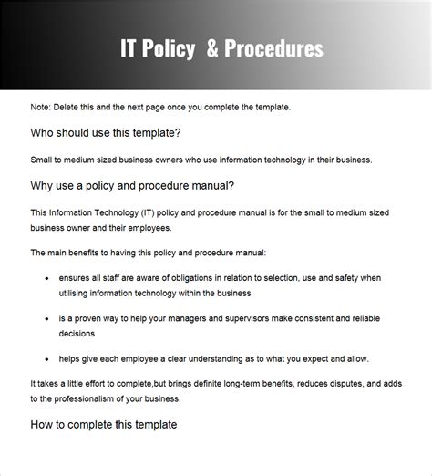 Policies And Procedures Template