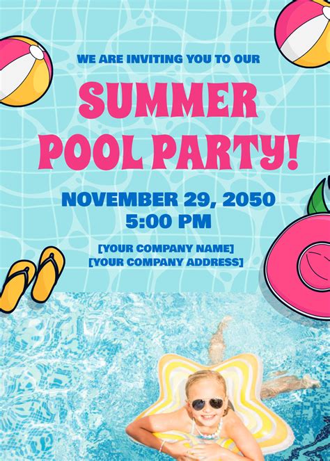 Pool Party Invitation Template