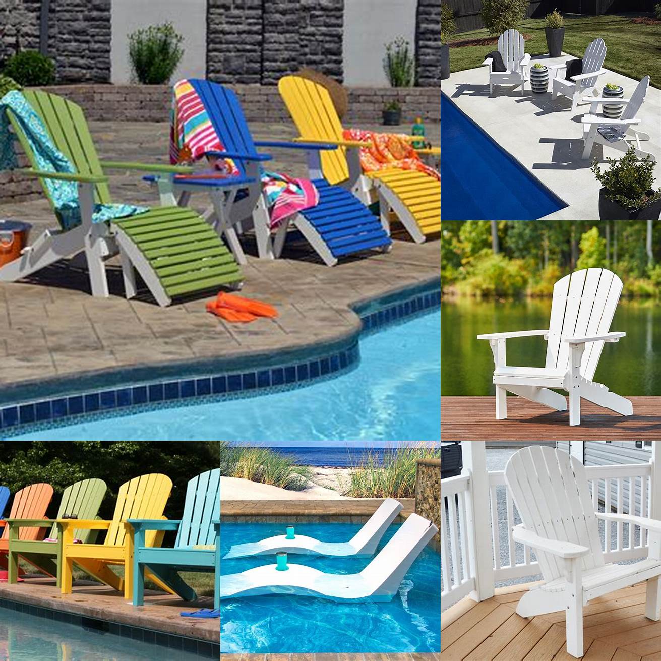 Poolside - Set up a few white Adirondack chairs around your pool for a chic resort-like feel