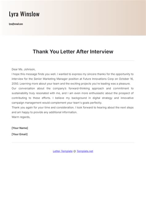 Post Interview Thank You Template
