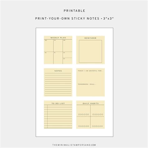 Post It Printing Template