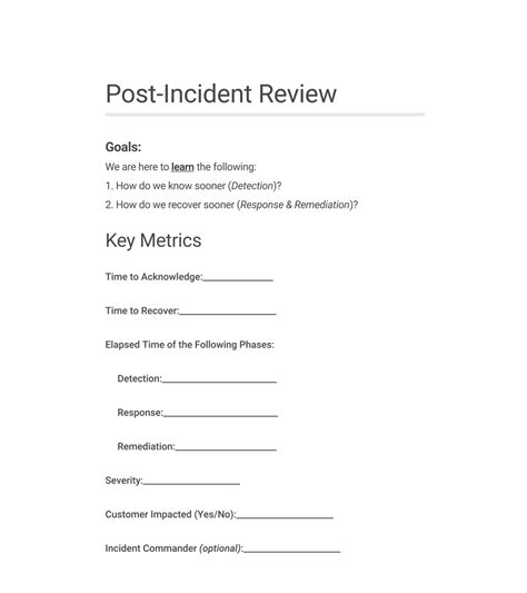 Post-incident Review Template