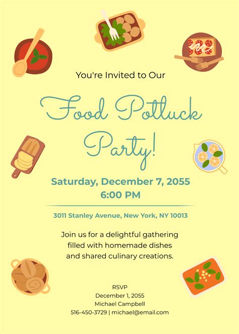 Potluck Invitation Template Free