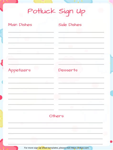 Potluck Signup Template