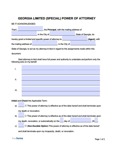 Power Of Attorney Template Georgia