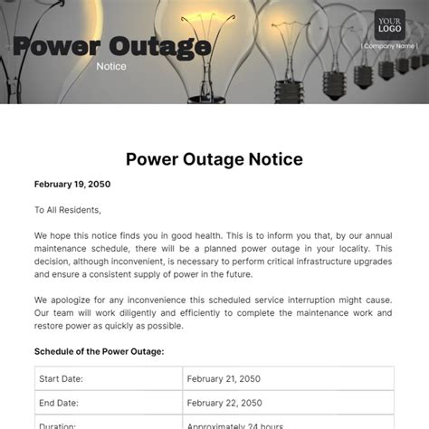 Power Outage Template
