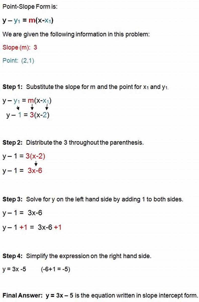 Practice Problems For Point Slope Form