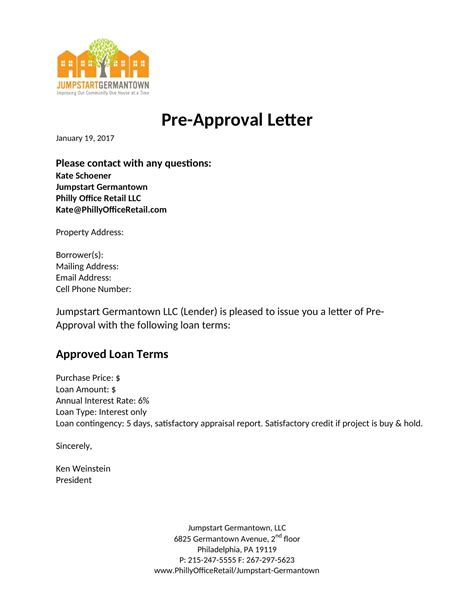 Pre Approval Letter Template