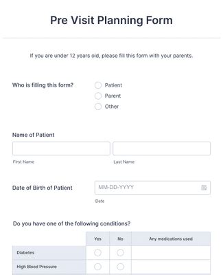Pre Visit Planning Template