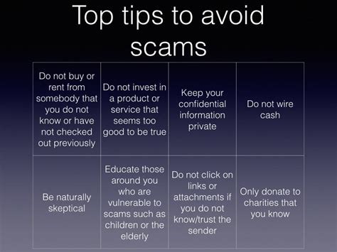 Precautions to avoid scams