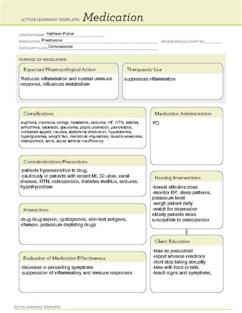 Prednisone Ati Medication Template