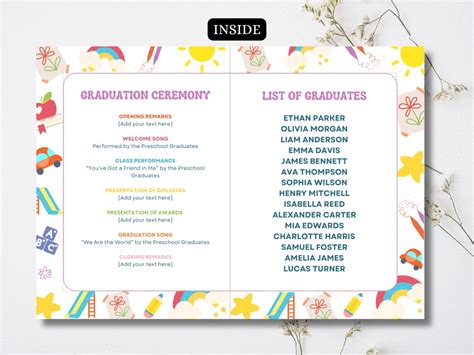 Preschool Graduation Ceremony Program Template
