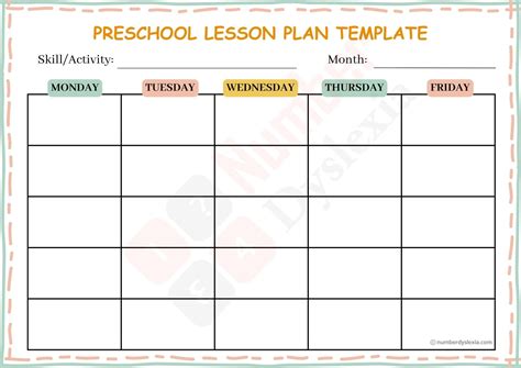 Preschool Lesson Plan Template Free
