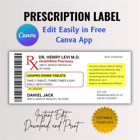 Prescription Label Template