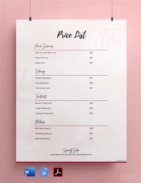 Price List Template Free Download