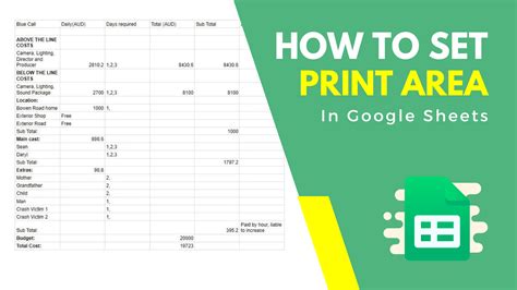 Print Area Google Sheets