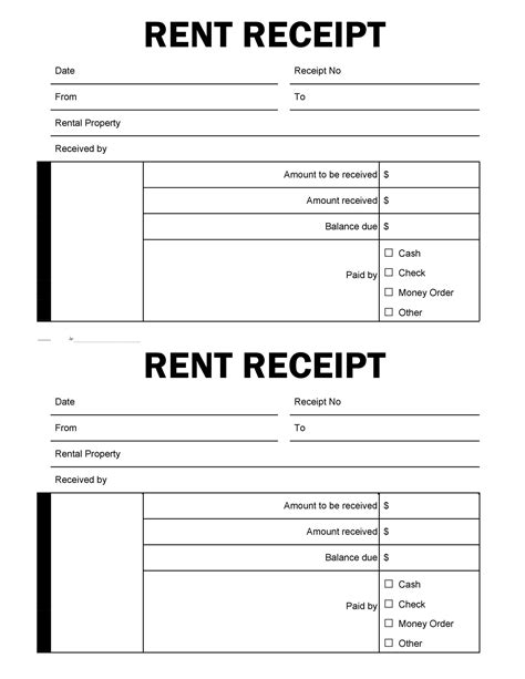 Print Rent Receipt Template