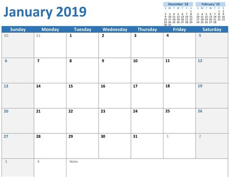 Printable 1 Month Calendar