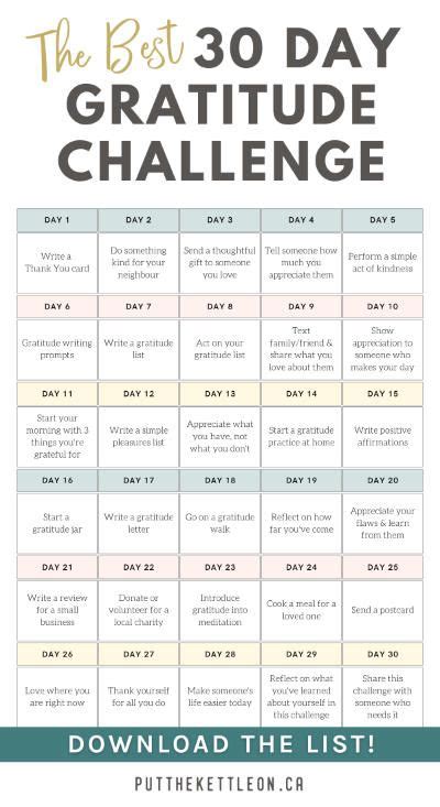 Printable 30 Day Gratitude Challenge