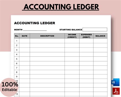 Printable Account Ledger