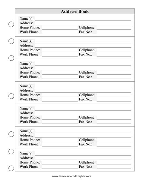 Printable Address Book
