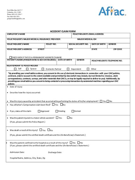 Printable Aflac Claim Forms