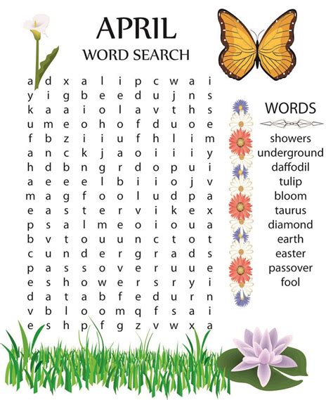 Printable April Word Search