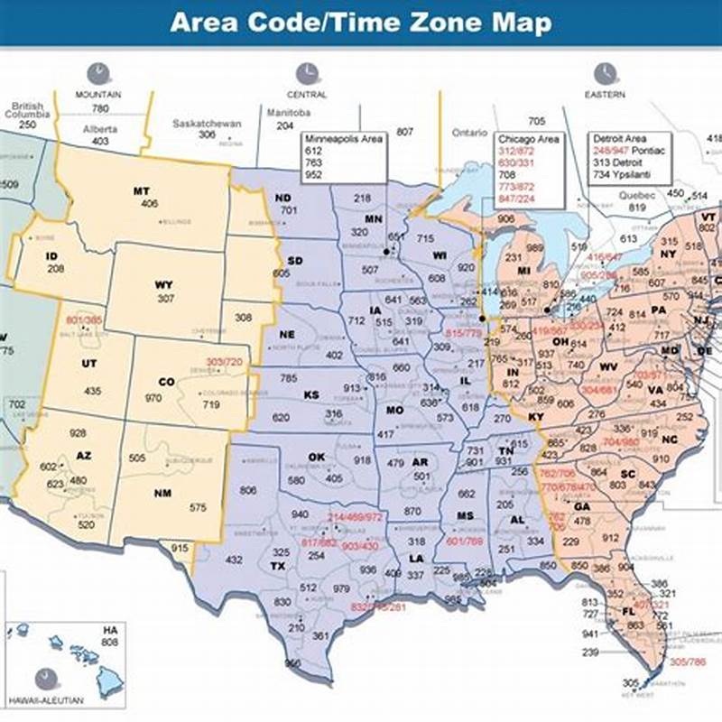 Printable Area Code And Time Zone Map