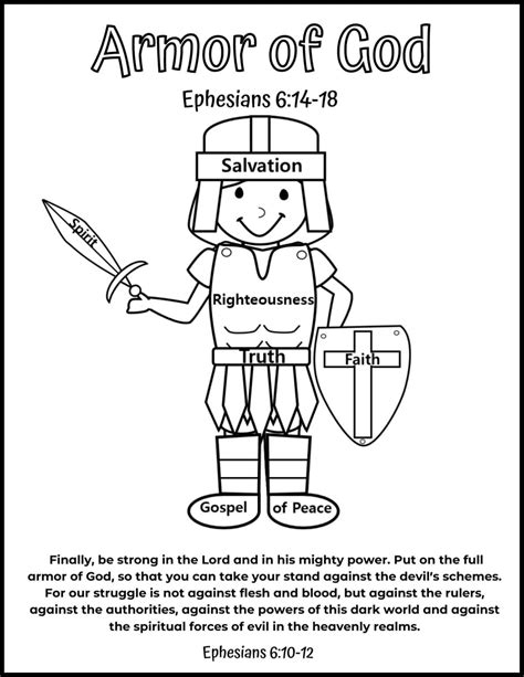 Printable Armor Of God Coloring Sheet