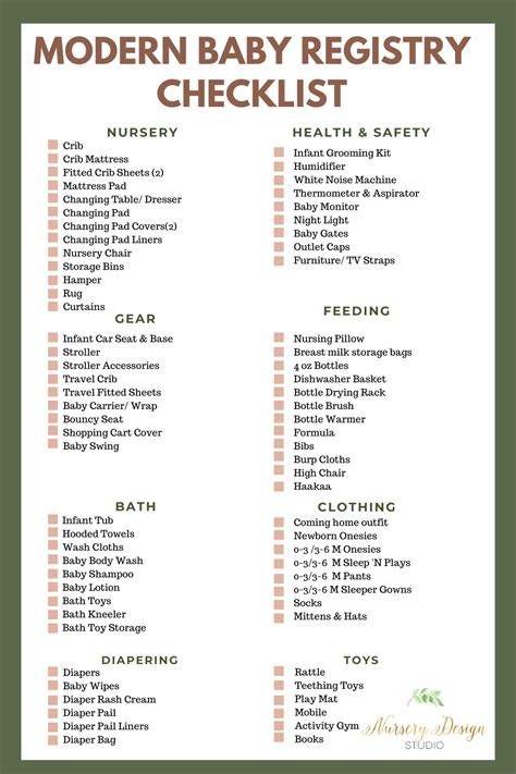 Printable Baby Registry Checklist