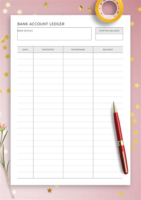 Printable Bank Ledger Free