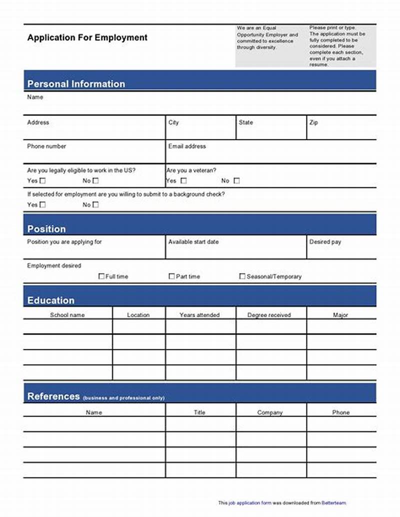 Printable Basic Job Application Form